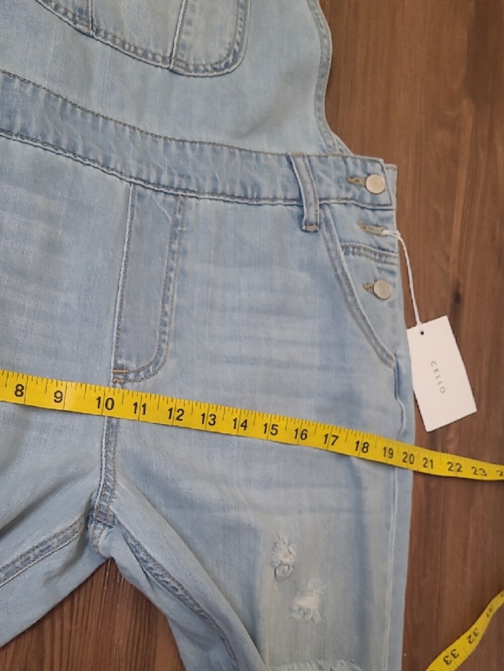 Cello Light Blue Distressed Denim Overalls for Women - Picture 8 of 14